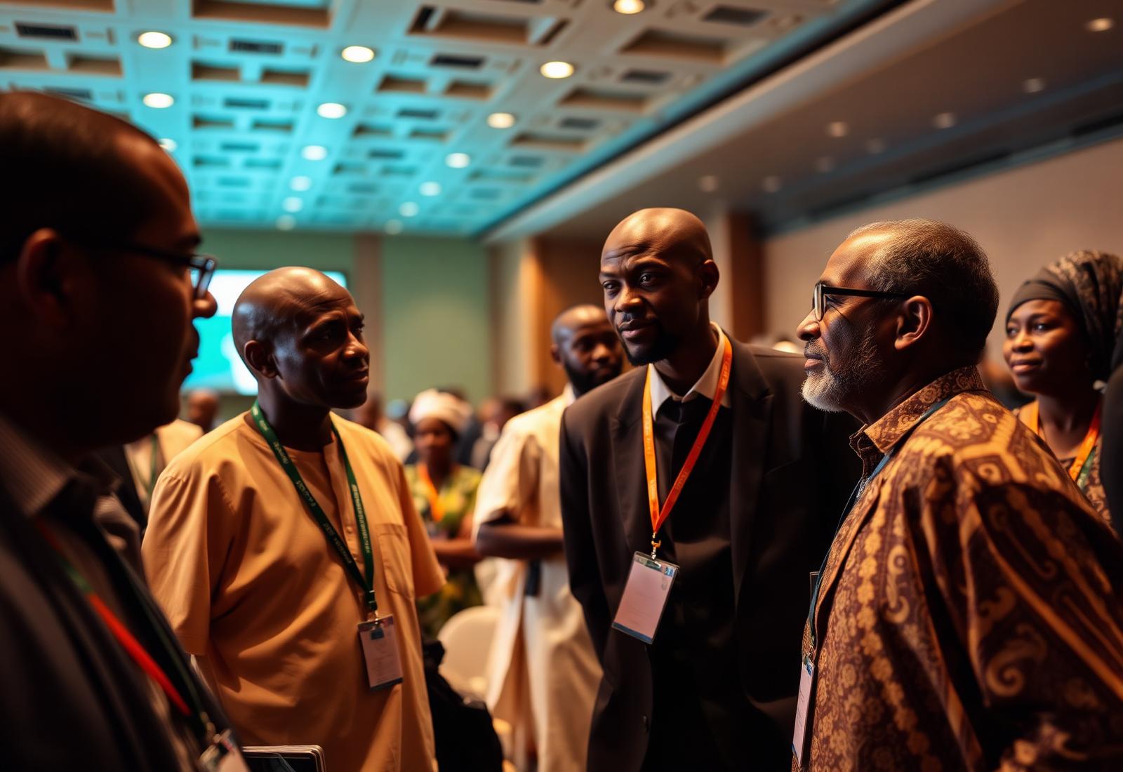 Delegates in conversation at an ICASA conference hall